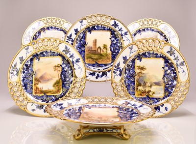 Lot 191 - A Coalport dessert service with named views, circa 1870-80