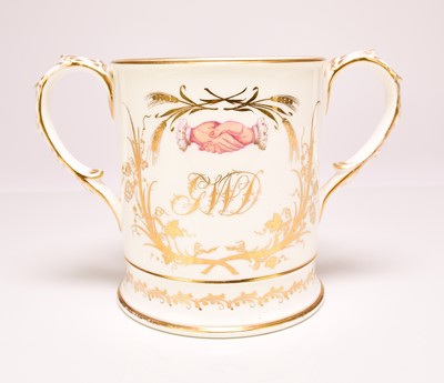 Lot 193 - Rare Coalport presentation loving cup, circa 1860