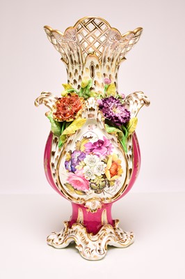 Lot 196 - A good Coalport 'Coalbrookdale' vase, circa 1830-35