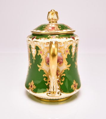Lot 204 - Coalport agate twin-handled tea caddy or sugar box, circa 1900-10