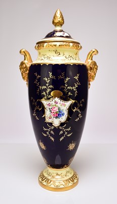 Lot 207 - Large Coalport 'Loch Lomond' vase and cover, circa 1910