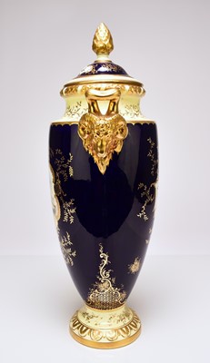 Lot 207 - Large Coalport 'Loch Lomond' vase and cover, circa 1910