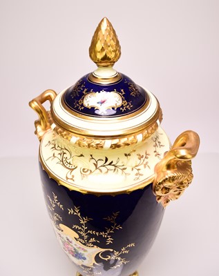 Lot 207 - Large Coalport 'Loch Lomond' vase and cover, circa 1910
