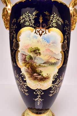 Lot 207 - Large Coalport 'Loch Lomond' vase and cover, circa 1910