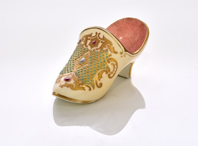 Lot 161 - Coalport 'jewelled' slipper, late 19th/early 20th century