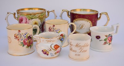 Lot 79 - Coalport loving cups and mugs, 19th century