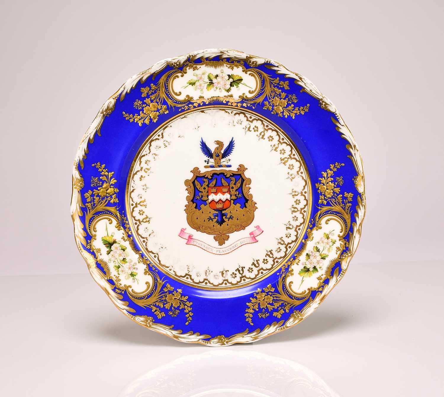 Lot 212 - A Coalport armorial plate with the crest of the Darby family, Coalbrookdale