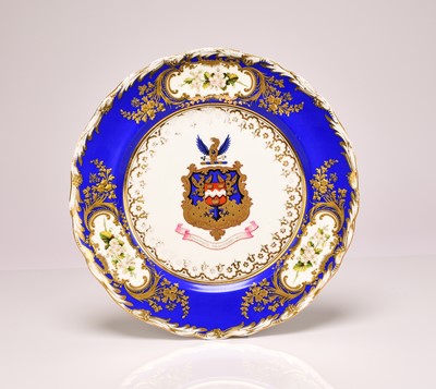 Lot 212 - A Coalport armorial plate with the crest of the Darby family, Coalbrookdale