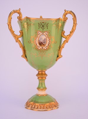 Lot 88 - A large Coalport trophy cup with views of Naworth Castle