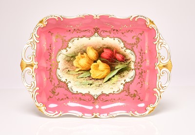 Lot 229 - Pair of Coalport oblong twin-handled dished by F. Chivers, created for Rt. Honourable C.G Gaskell