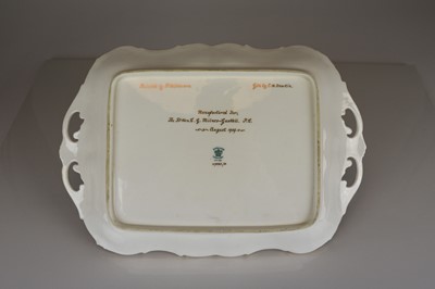 Lot 229 - Pair of Coalport oblong twin-handled dished by F. Chivers, created for Rt. Honourable C.G Gaskell