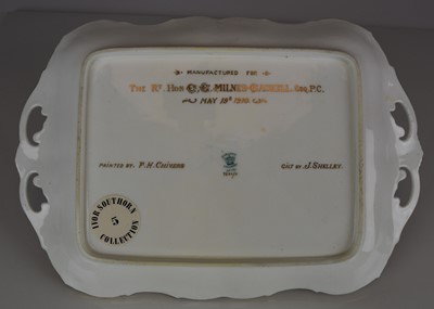 Lot 229 - Pair of Coalport oblong twin-handled dished by F. Chivers, created for Rt. Honourable C.G Gaskell