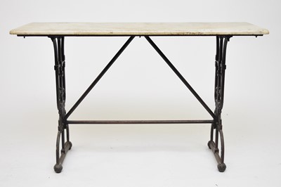 Lot 465 - A Coalbrookdale cast iron marble-topped table