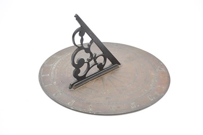 Lot 234 - A large Meredith Hughes bronze horizontal sundial, English, 1778