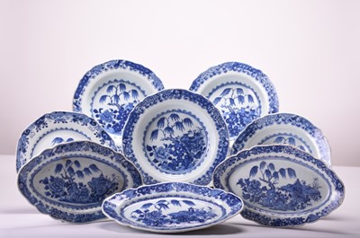 Lot 35 - A group of Chinese blue and white plates and dishes, 18th century