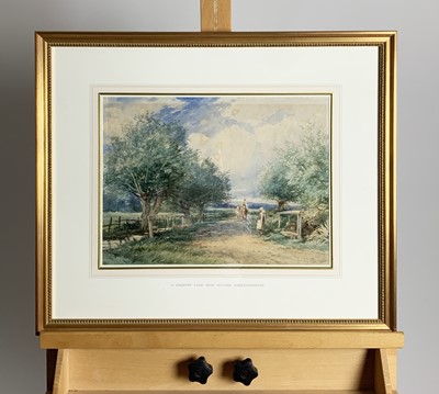 Lot 394 - David Bates (1840-1921) A Country Lane near Defford, Worcestershire