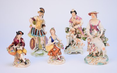 Lot 135 - Ceramics and glass including two Derby 18th century figures