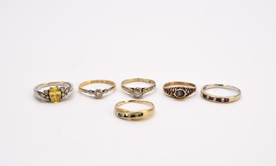 Lot 254 - A group of six various stone set rings