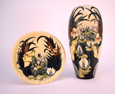 Lot 227 - Large Moorcroft 'Lamia' vase and matching plate, circa 1996