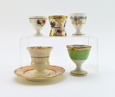 Lot 83 - Five H&R Daniel porcelain egg cups, circa 1825-30