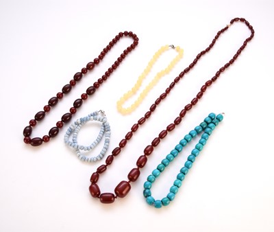 Lot 91 - A collection of fourteen bead necklaces