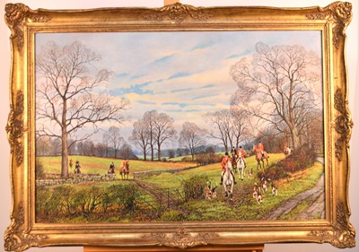 Lot 338 - Paul Morgan (British 20th Century) Large Hunting Scene