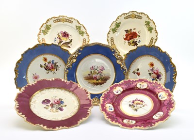 Lot 128 - H&R Daniel - Seven dessert plates, circa 1828-30