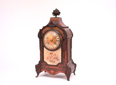 Lot 616 - A late 19th century French bronze-mounted boulle mantel clock