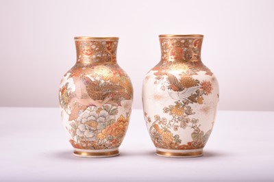 Lot 109 - A pair of Japanese Satsuma vases, Meiji era