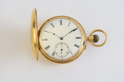 Lot 167 - Fox & Co: An 18ct gold half hunter pocket watch