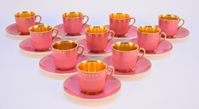 Lot 99 - Coalport pink and gilt coffee service, early 20th century