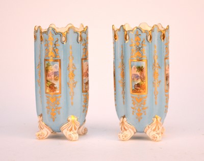 Lot 100 - A pair of small Coalport vases painted with landscape panels, circa 1885