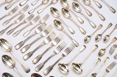 Lot 11 - A collection of Fiddle and Thread pattern silver flatware