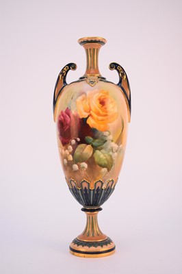 Lot 155 - Royal Worcester vase decorated with roses by Sedgley