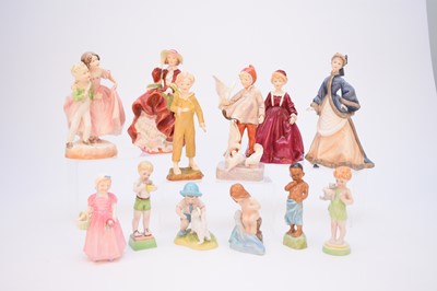 Lot 257 - Twelve Royal Worcester figures including sister, Children of the Week and Grandma's Dress