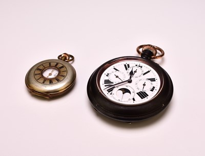 Lot 330 - A Goliath calendar pocket watch and a half hunter pocket watch