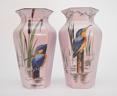 Lot 95 - A pair of Art Deco Shelley 'Kingfisher' vases