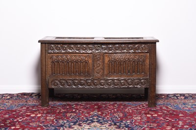 Lot 224 - A 17th century carved oak coffer