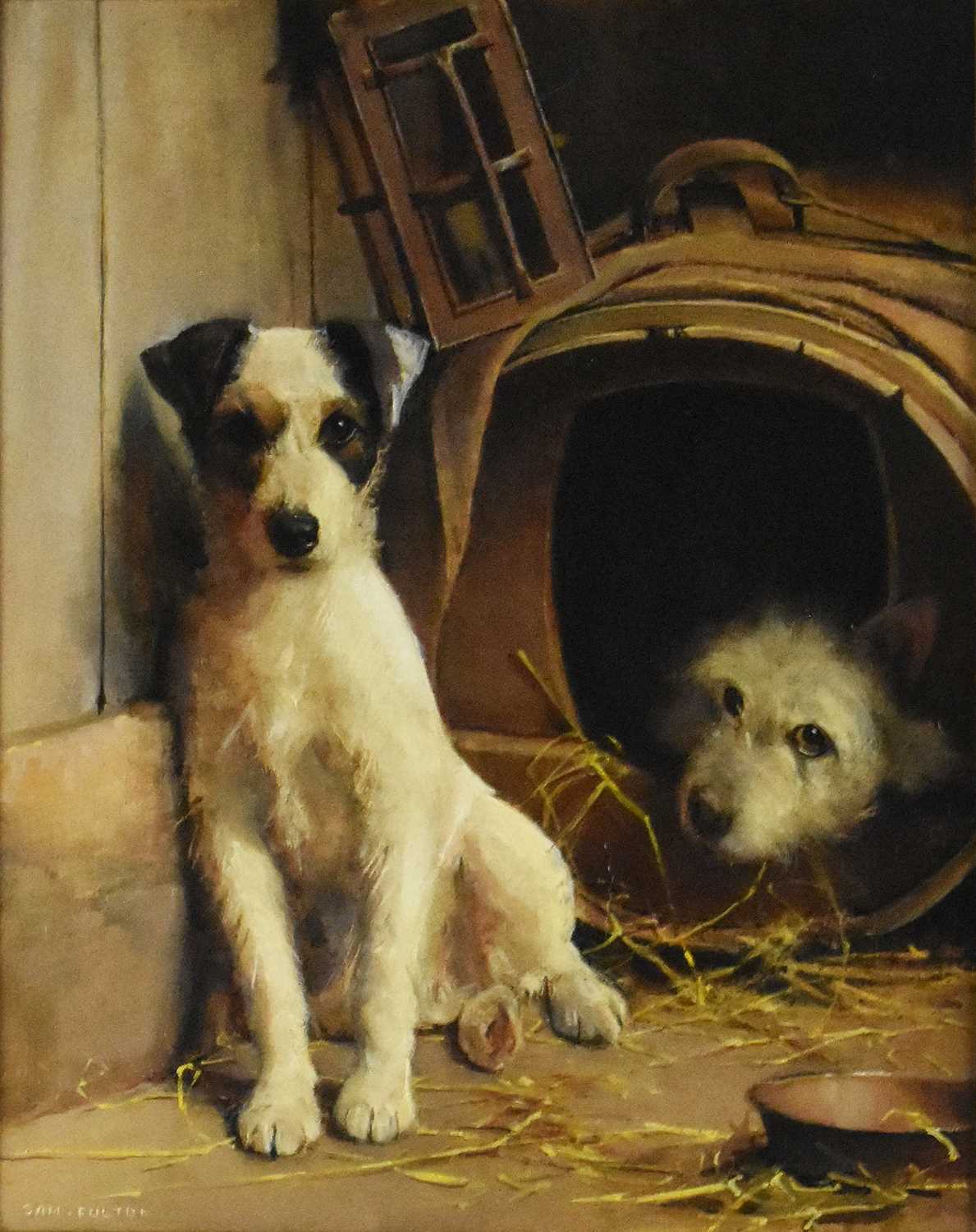 155 - Samuel Fulton (1855-1941) Jack Russel Terrier and a West Highland Terrier