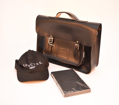 Lot 412 - James Bond: a 'Spectre' leather briefcase, cotton baseball cap and notebook