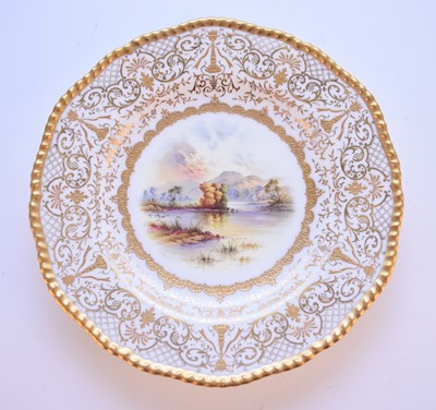 Lot 88 - Coalport plate with a view of the River Severn in Shrewsbury, early 20th century