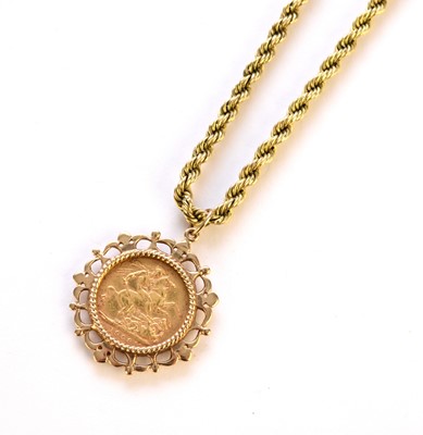 Lot 236 - A sovereign pendant on chain