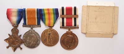 Lot 113 - WW1 Medal trio and a Special Constabulary Long Service Medal