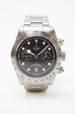 Lot 361 - Tudor: A gentleman's stainless steel Black Bay Heritage chronograph bracelet watch