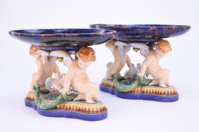 Lot 70 - A pair of Minton majolica comports, dated 1864