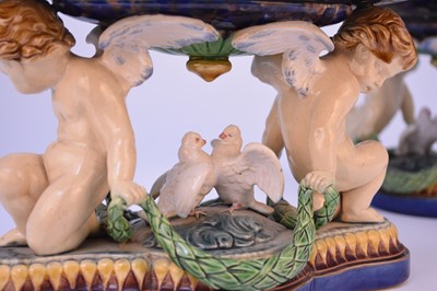 Lot 70 - A pair of Minton majolica comports, dated 1864