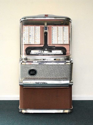 Lot 589 - An Ami Jukebox Model JBH-120, with a collection of 45rpm singles