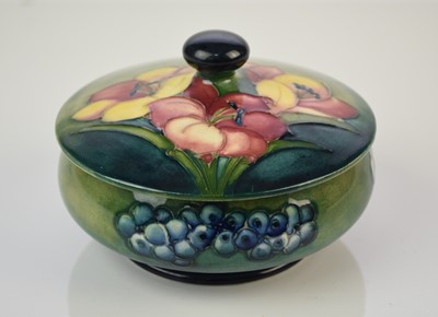 Lot 159 - Moorcroft 'Freesia / Pansy' powder bowl and cover