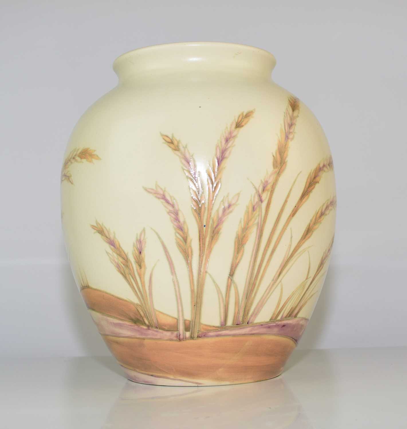 Lot 179 - Large William Moorcroft salt-glaze 'Waving Corn vase, circa 1928-35