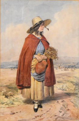 Lot 421 - Octavius Oakley (1800-1867) Girl Carrying a Wheatsheaf